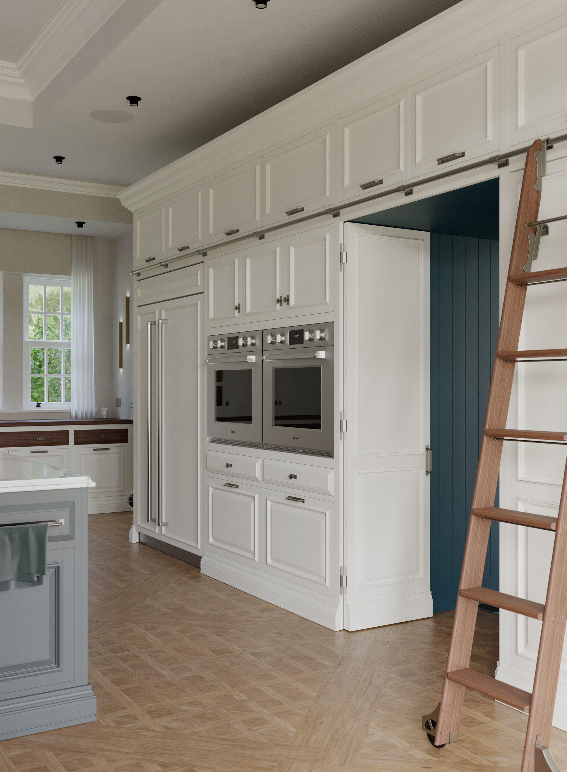 Cucina classica Shaker Mary su misura realizzata da Martini Verona, parete colonne con elettrodomestici integrati e finiture artigianali – martini-verona.it